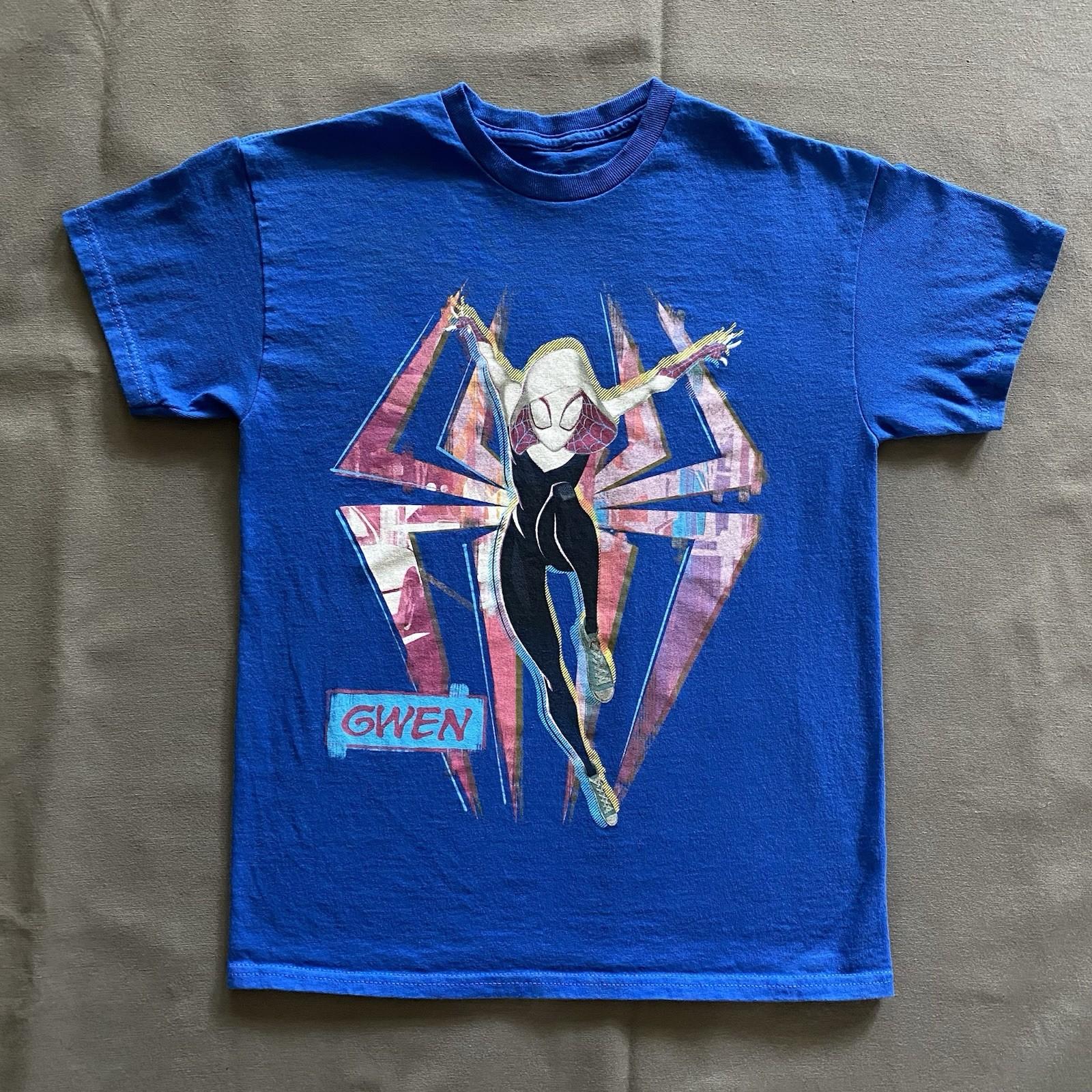 2023 Spider-Man Into The Spider-Verse Gwen T Adult XS Blue Movie Marvel Unisex T-Shirt XL