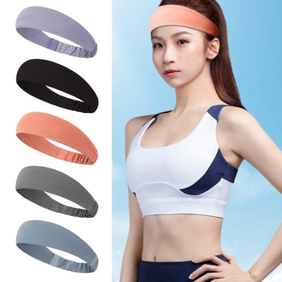Men Women Running Headband Solid Color Elastic Fashion Workout Headband Moisture Wicking Breathable Gym Sweat Band Fitness Yoga