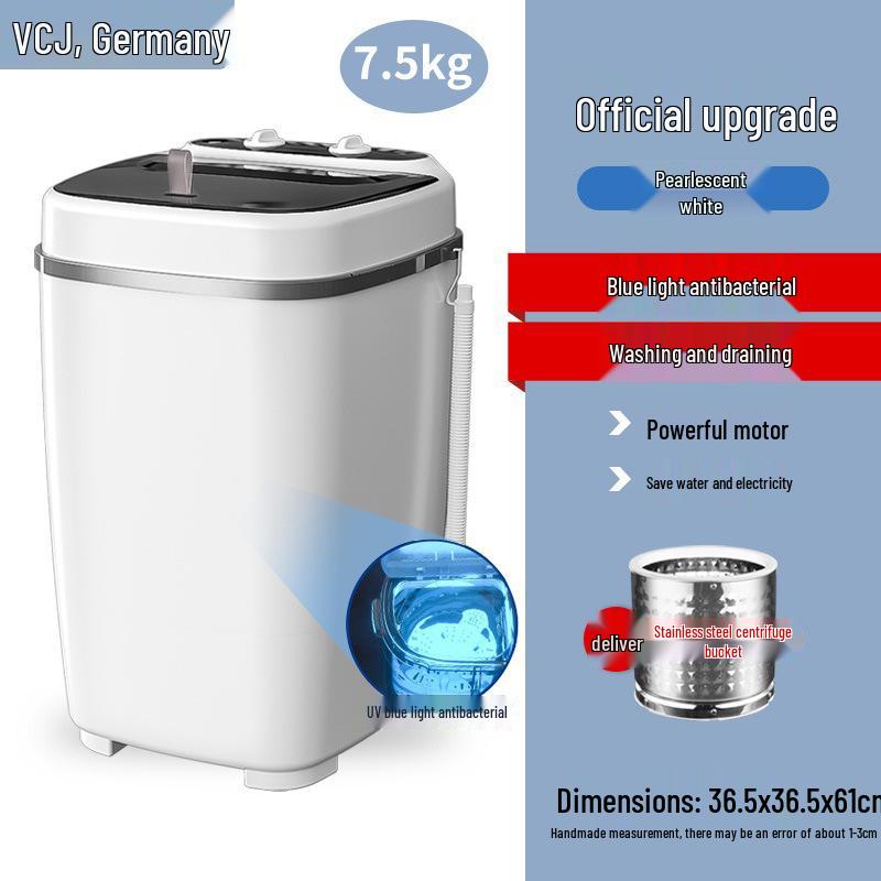 Compact Semi-Automatic Mini Washing Machine with Blue Light and Spin Function