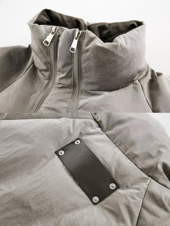 Unisex Winter-Autumn Stand Collar Puffer Jacket with Double Zipper and Trendy Design