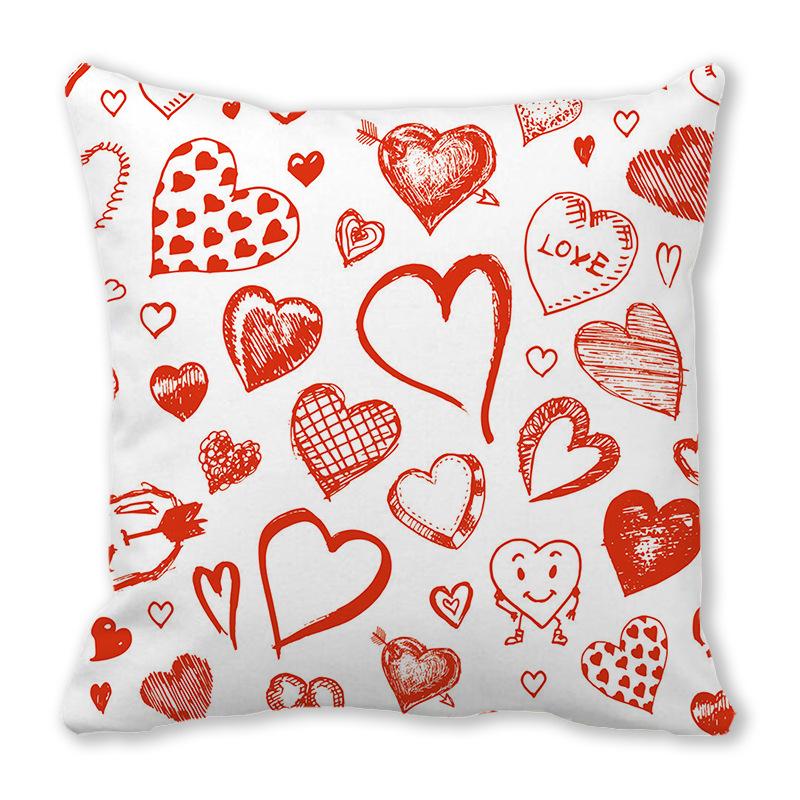 Home Decor Valentine's Day Love Patterns Pillow Covers Pattern Cushion Cover Suitable for Sofa Bedroom Car Pillow Cover