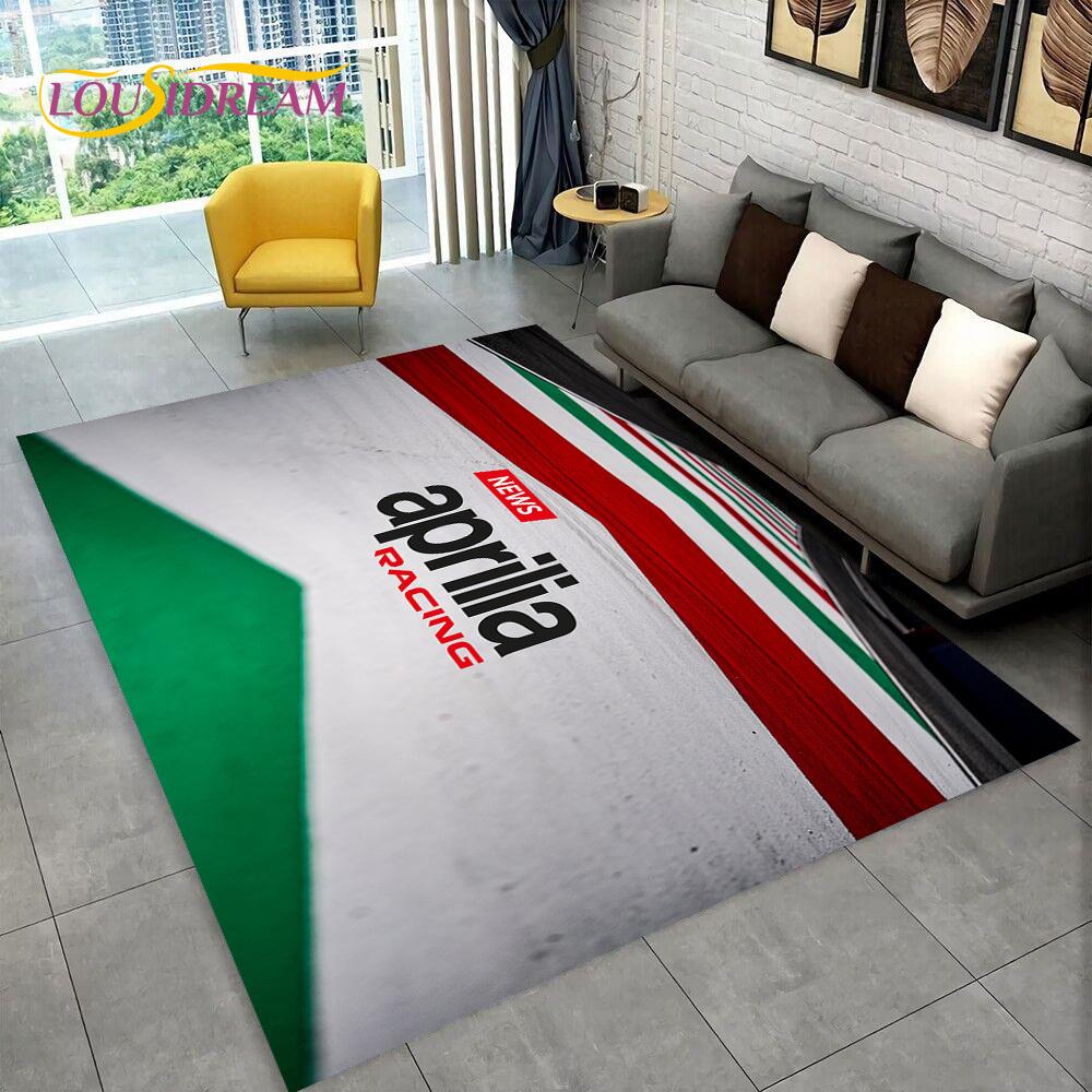Tappeto con logo HD Aprilia Racing per moto per casa, soggiorno, camera da letto, divano, zerbino decorativo, tappeto per bambini antiscivolo per pavimento 3D