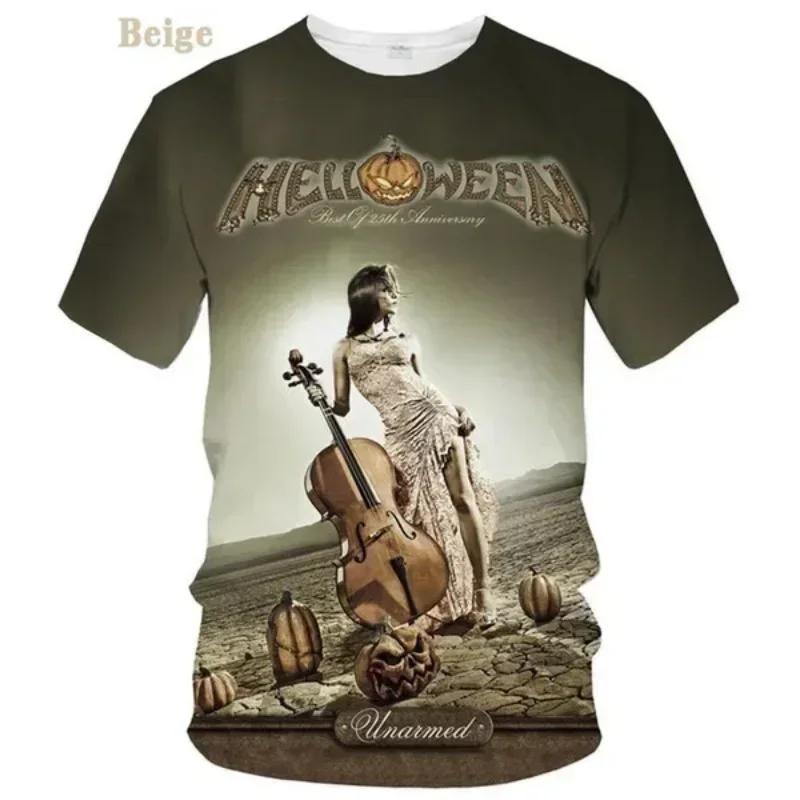 Rock Band Helloween 3D Print T Shirt Women Men Summer O-neck Short Sleeve Fashion Tshirt Graphic Tees Cosplay Costume Tees