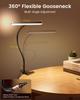 Glocusent Clip Light, Reading Lamp, Desk Lamp, Bedside Lamp, 5-Level Dimming, 3 Warm Colors, 57 LEDs, Eye-Friendly, Timer, USB Powered. 5-Level