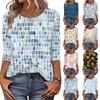 Women's Fashion Casual Round Neck 3/4 Sleeve Loose Printed T-Shirt Ladies Top