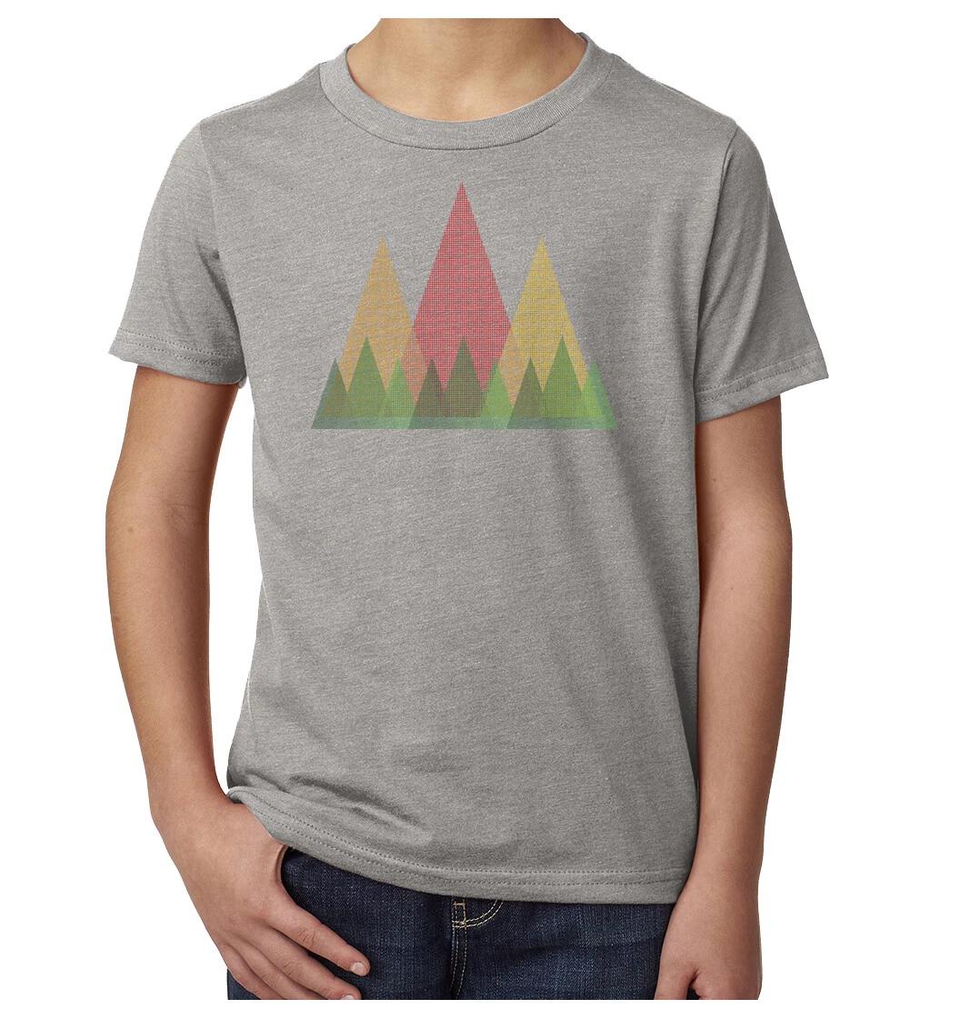 Triangle Tree line with Mountains, Youth Graphic T-Shirts, Outdoor shirts S