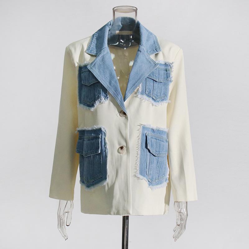 

Женская куртка из денима в корейском стиле, весна 2025 года, с длинными рукавами, из дышащего материала M абрикосовый