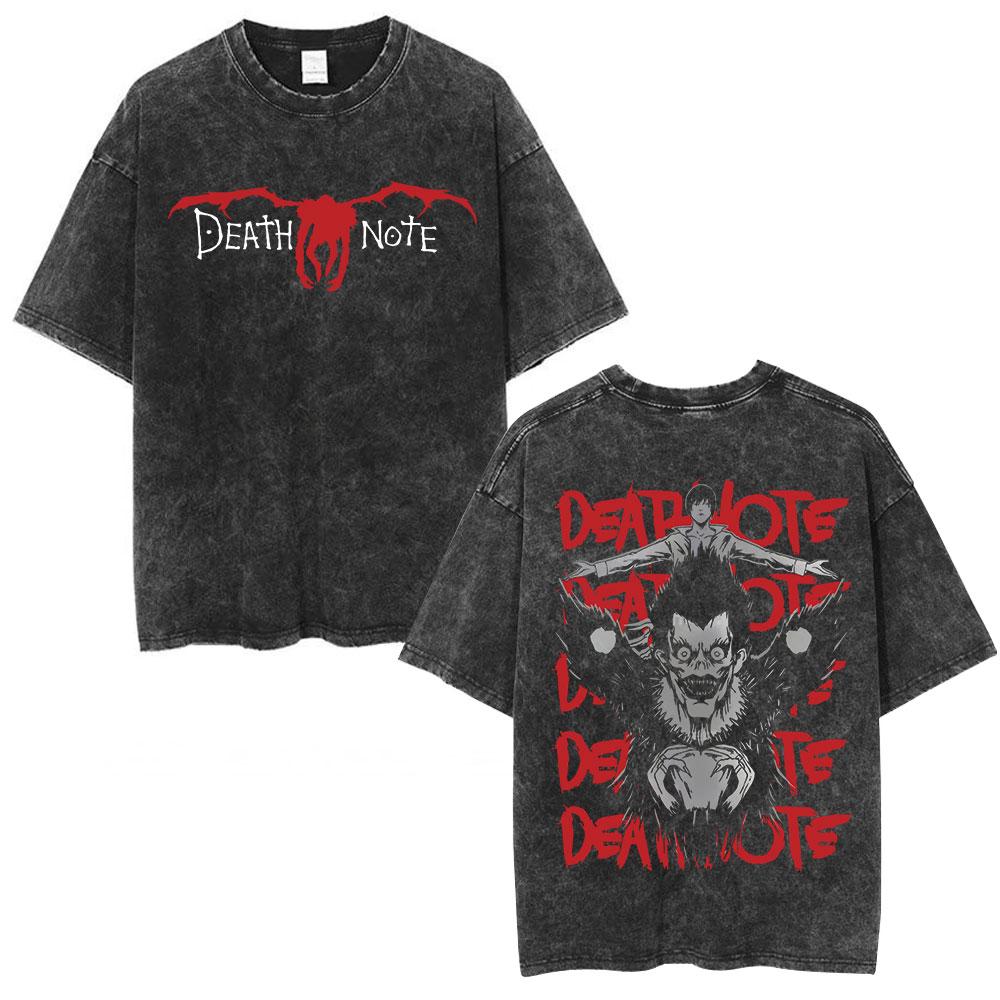 Anime Death Note Vintage Washed T Shirt Manga Yagami Light Misa Amane Graphic Tshirt Male Women Fashion Cotton Casual T Shirts