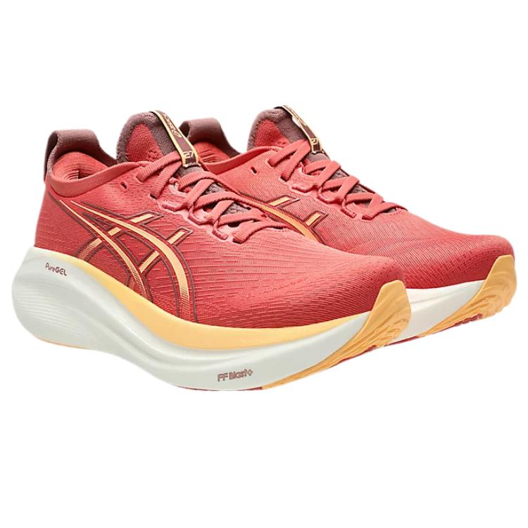 Asics Gel-Nimbus 27 Comfortable Fashion Trendy Minimalist Cushioning Low-Top Running Shoes Women Running Shoes Red 1012B753-701