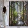 1Pc Shower Curtain - Rustic Window View Into A Lush Forest With A Babbling Brook, Perfect For Bathroom Decoration, Bringing