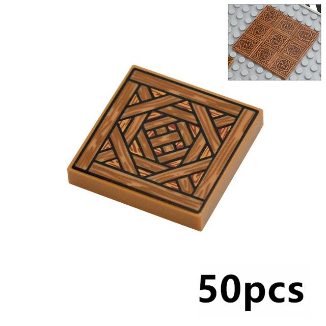 MOC Tile Smooth Printed 1x1 1x4 1x6 2x2 Assemble Particles 2431 3068 Flat Wood Grain Pattern Traffic Warning Bricks Accessories