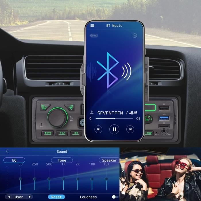 Autoradio bluetooth - lxklsz - single din - prise en charge mains libres - usb/fm/am/tf/aux-in