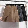 Plus Size Feminino Tweed Shorts Outono e Inverno Saia Plissada Meio Corpo Saia Calças Cintura Alta A-line Botas Finas Calças Saia