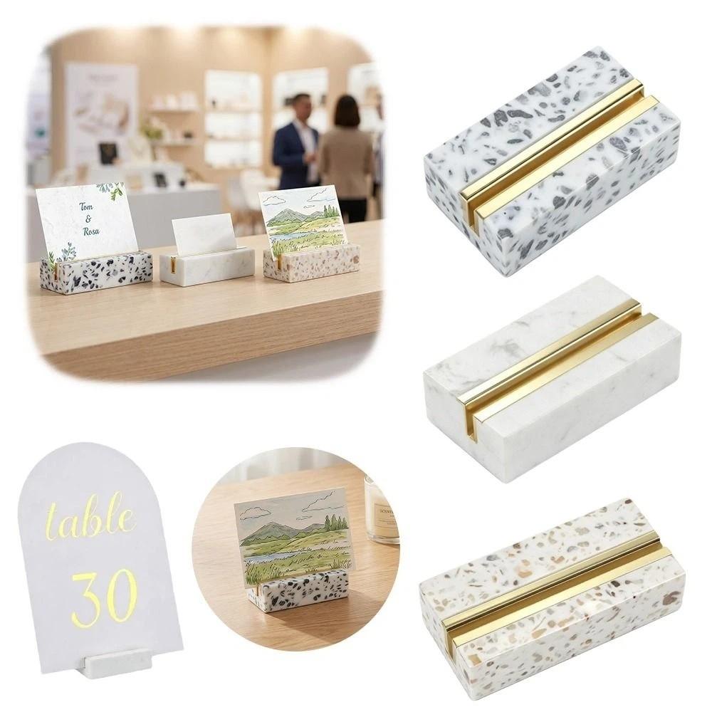 Marble Texture Desktop Business Card Holder Creative Design Postcard Calendar Stand Business Use