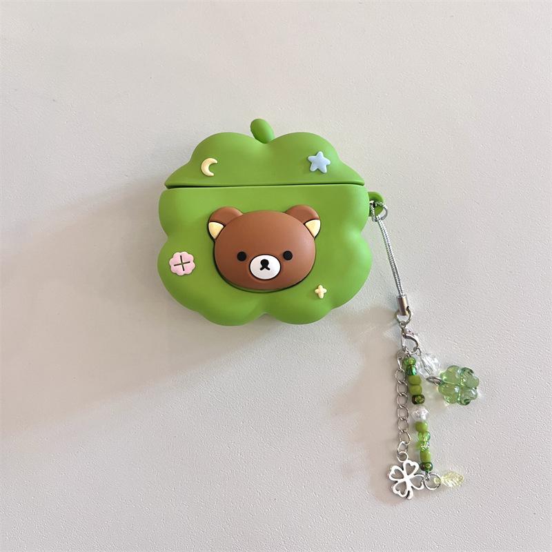 Four-leaf Clover Easy Bear for Airpods4 Apple Bluetooth Wireless 1/2/3 Generation Pro2 Earphone Cover Silicone Case