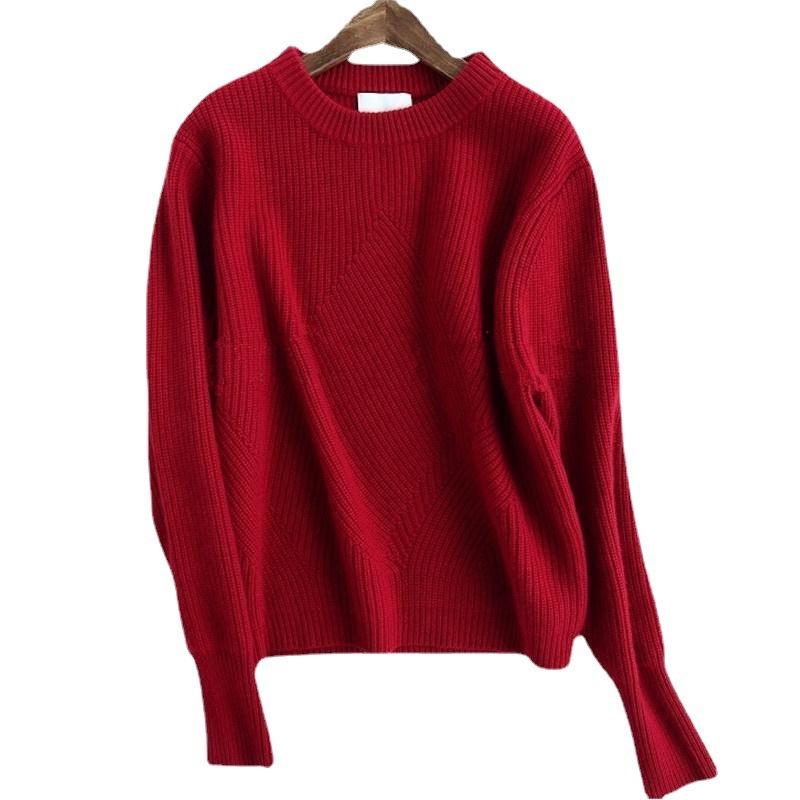 Autumn and Winter Women's Round Neck Sweater Loose Knitted Base Sweater Women's Pullover Sweater