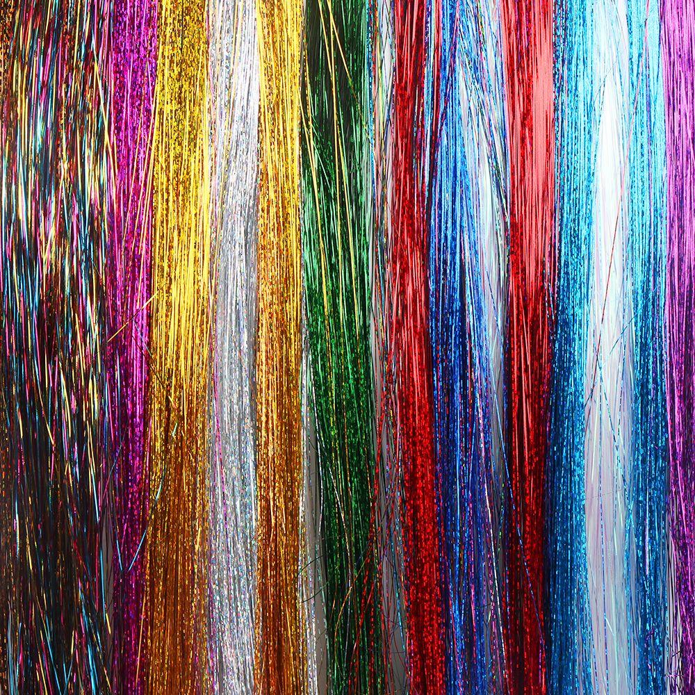 Sale Synthetic Hair Streak Clubbing Glitter Rainbow Color Hair Extension Bling Silk Hair Tinsel
