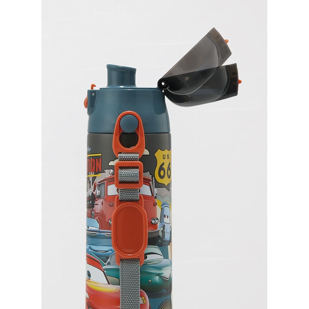 Skater Kids' 2-Way Stainless Steel Water Bottle, 580ml (Direct Drink) or 570ml (Cup Drink), Disney Cars 24 Design, Lightweight and Child-Friendly,