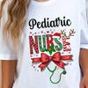 Personalized Christmas Nurse T-Shirt, Holiday Pattern Tee
