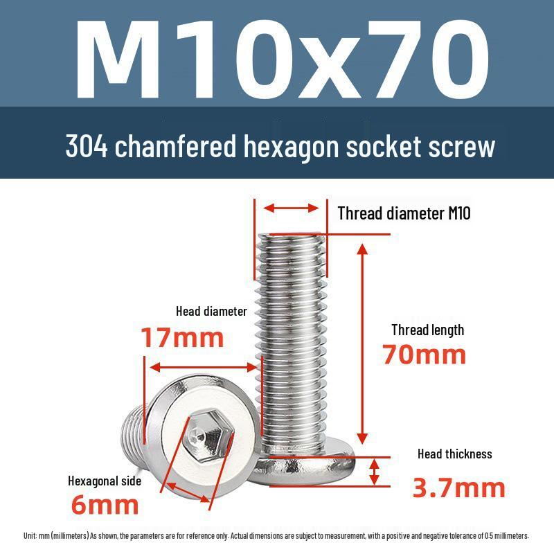 Yigu 304 Stainless Steel M2-M12 Countersunk Flat Head Hex Screw for Furniture & Cabinets