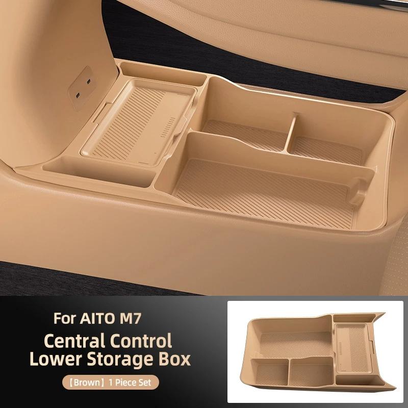 For AITO M7 Silicone Storage Box Center Console Under Layer Modification Special Car Interior Accessories Organizer