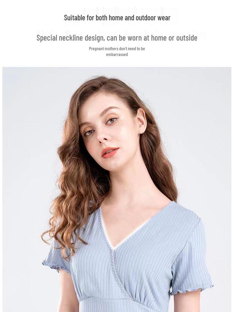 Maternity Nursing Dress - Summer/Autumn Fashion for Pregnant and Postpartum Women