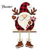 Festive Indoor Room Ornaments Christmas Gnome Wooden Ornament, 2D Tomte Santa Figurine with Hanging Boots, Tree Holiday Shelf Sitter for Mantel