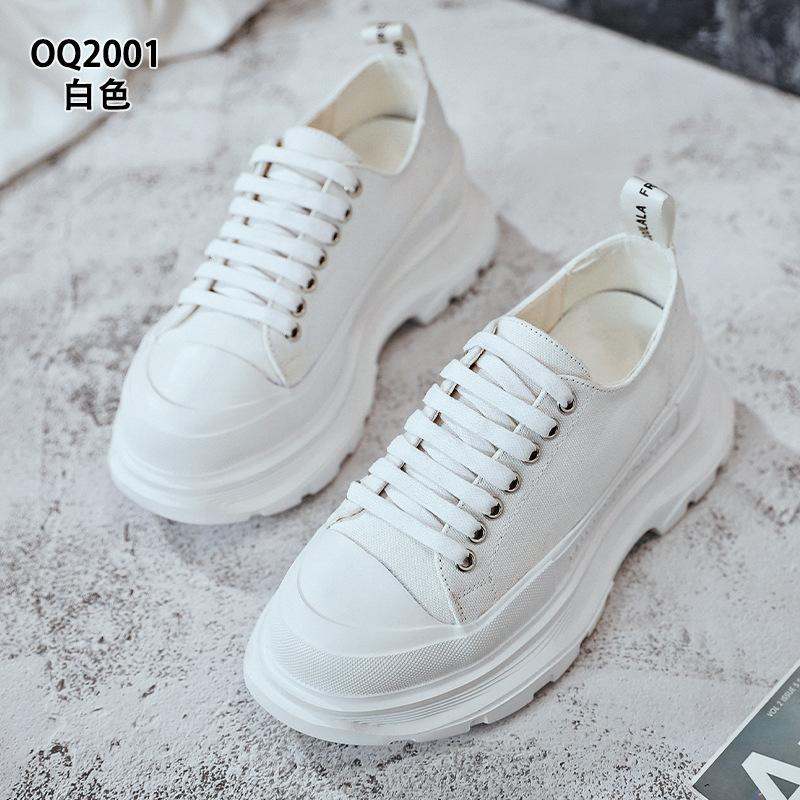 McQueen canvas board shoes spring and autumn summer new thick-soled muffin small breathable casual shoes