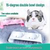 Pet Cat & Dog Transparent Double Bowl - Angled Food & Water Feeder with Neck Protection