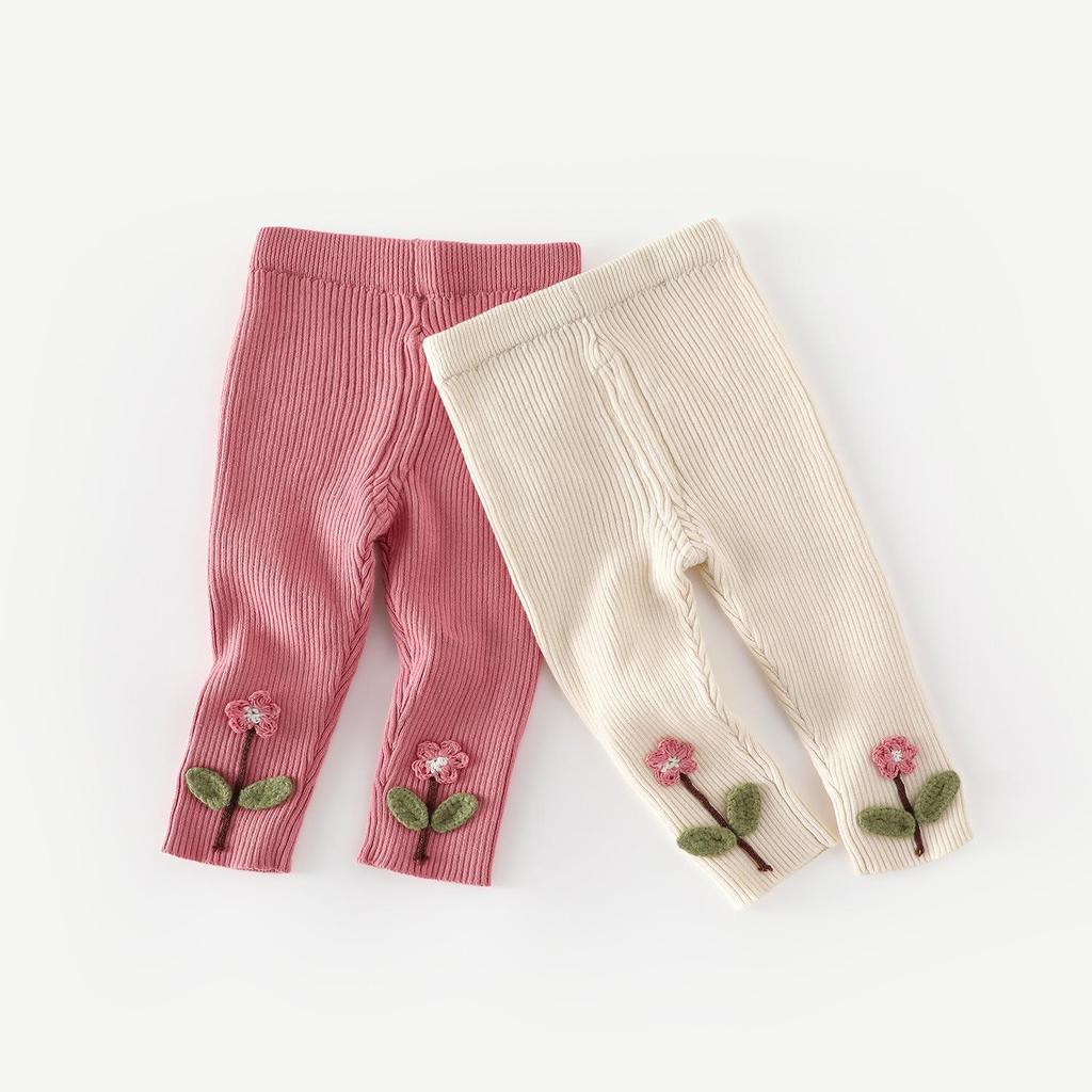 Herbst 2025 Baby Strampler mit floralem Kragen & bestickte Leggings Set