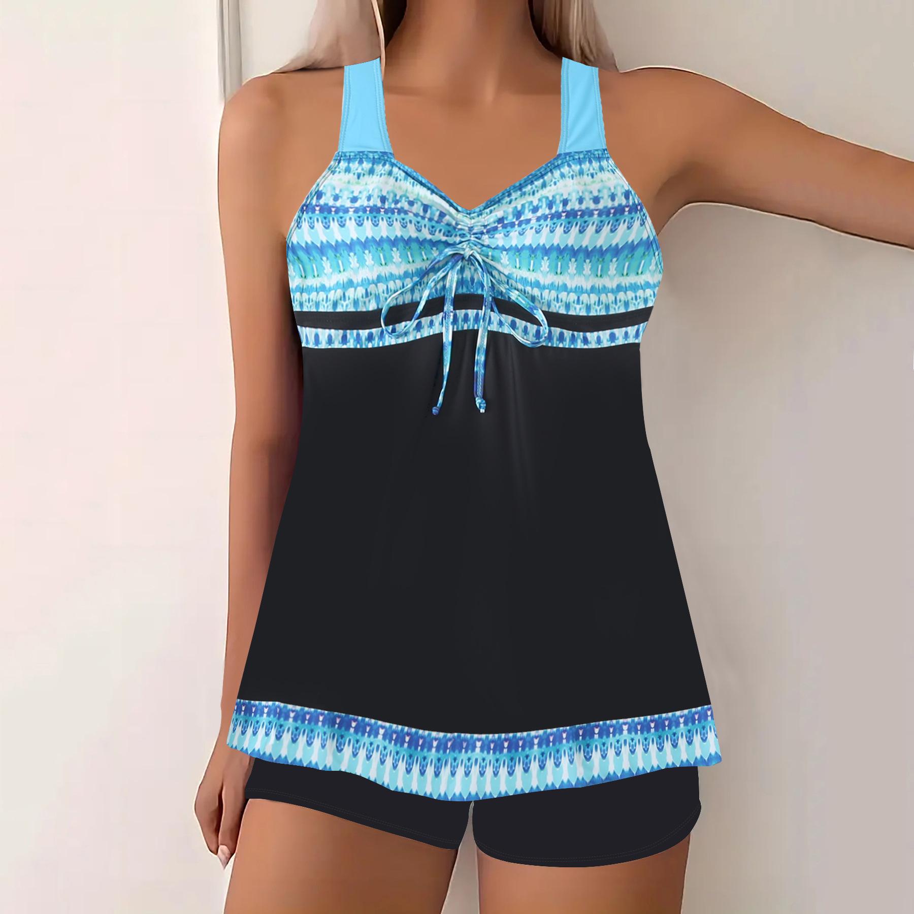New printed split swimsuit women s skirt conservative hot spring bikini S