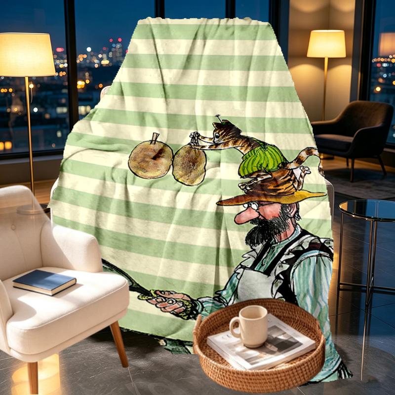 Pettersson und Findus Print Blanket - Soft & Comfortable, for Bedroom, Travel, Sofa, Home Decoration - Birthday Christmas Gift for Friend