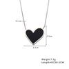 Black Heart Mother-of-Pearl Pendant Necklace - Versatile Heart-Shaped Sweater Chain for Women