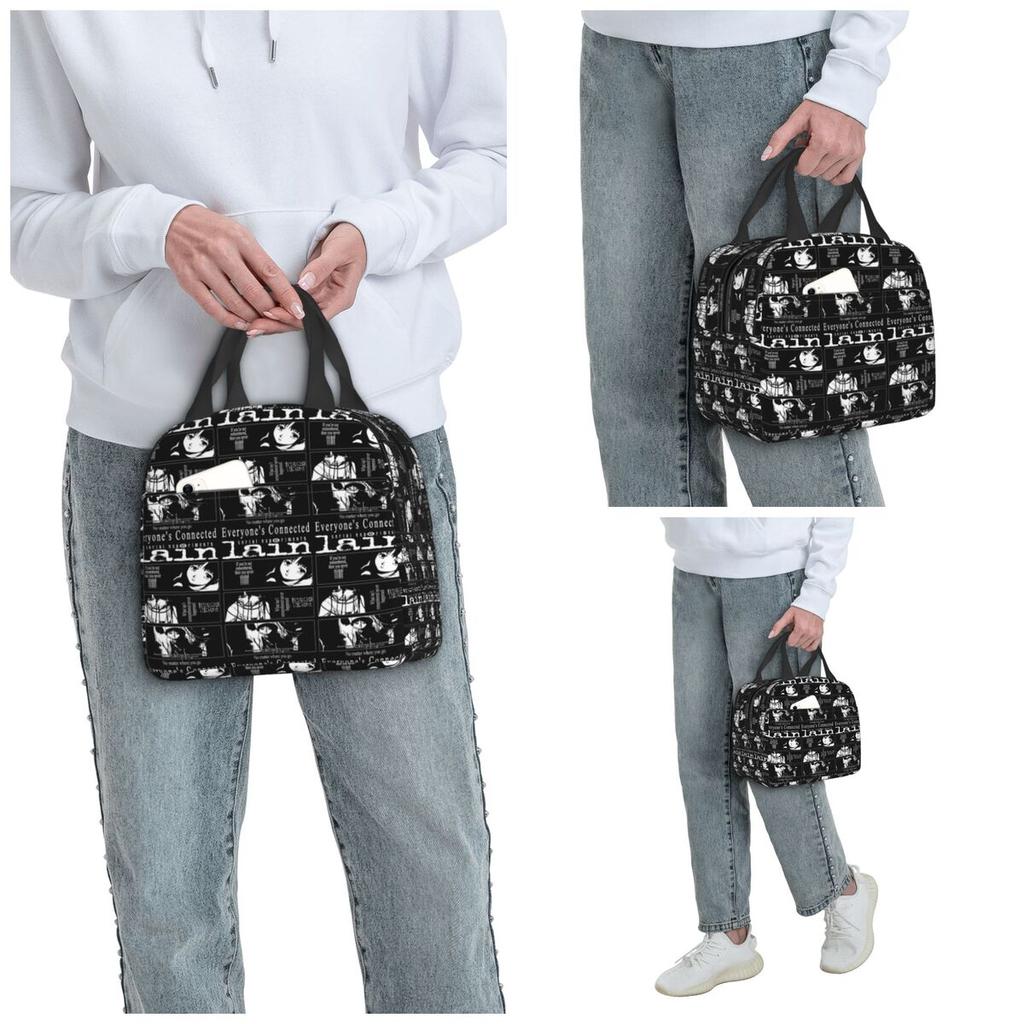 Serial Experiments Lain Insulated Lunch Bag for Kids School Cooler Thermal Food Box Tote Portable Lunch Boxes Container
