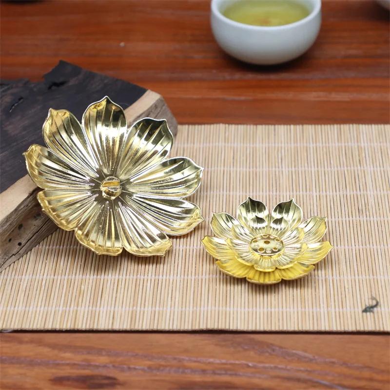 Legierung Räuchergefäß Rückfluss Räucherstäbchenhalter Buddhismus Lotus Linie Räucherstäbchenplatte Sandelholz Räucherspirale Räuchergefäß Basis Heimdekoration