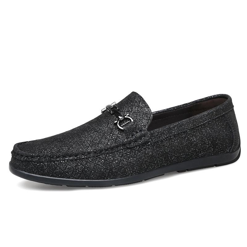 Men s Handmade Leather Driving Loafers - Embossed Slip-On Casual Shoes, Large Size Available 37