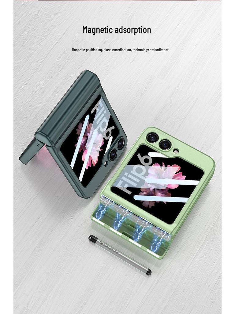 Samsung Z Flip6 Magnetic Pen Case: Stylish Holder with Foldable Screen Protection and Durable Hard Shell