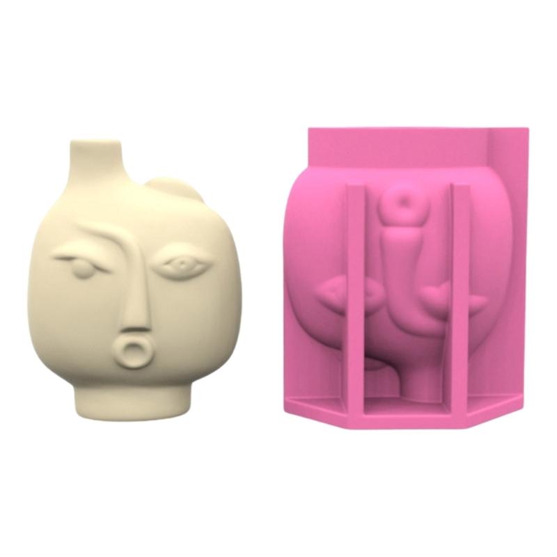 Abstract Face Silicone Mould Silicone Vase Moulds Suitable for Crafting Unique Concrete Vases and Succulent Planter