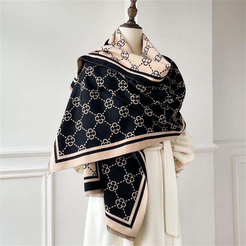 Luxury Brand Cashmere Women Plaid Scarf Winter Warm Shawl and Wrap Bandana Pashmina Female Foulard Square Thick Blanket Poncho