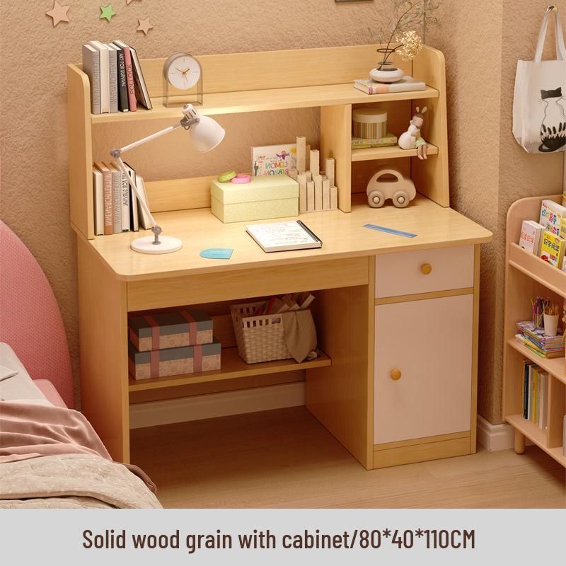 Primary School Students’ Desk & Chair Set with Integrated Bookshelf – Simple Study & Writing Computer Desk