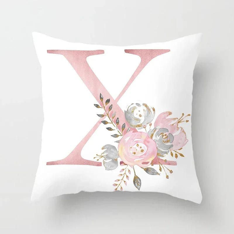 Sweet Pink Pillowcase Decoration 26 Letters Pillowcase Pillowcase Car Cushion Cover Home