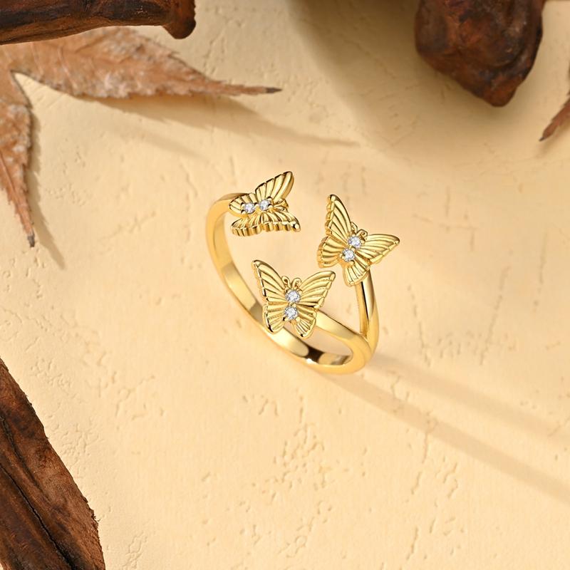 New 925 Silver Butterfly Four-Leaf Clover Flower Star And Moon Ring For Women Fit Wedding Party Jewelry Gifts