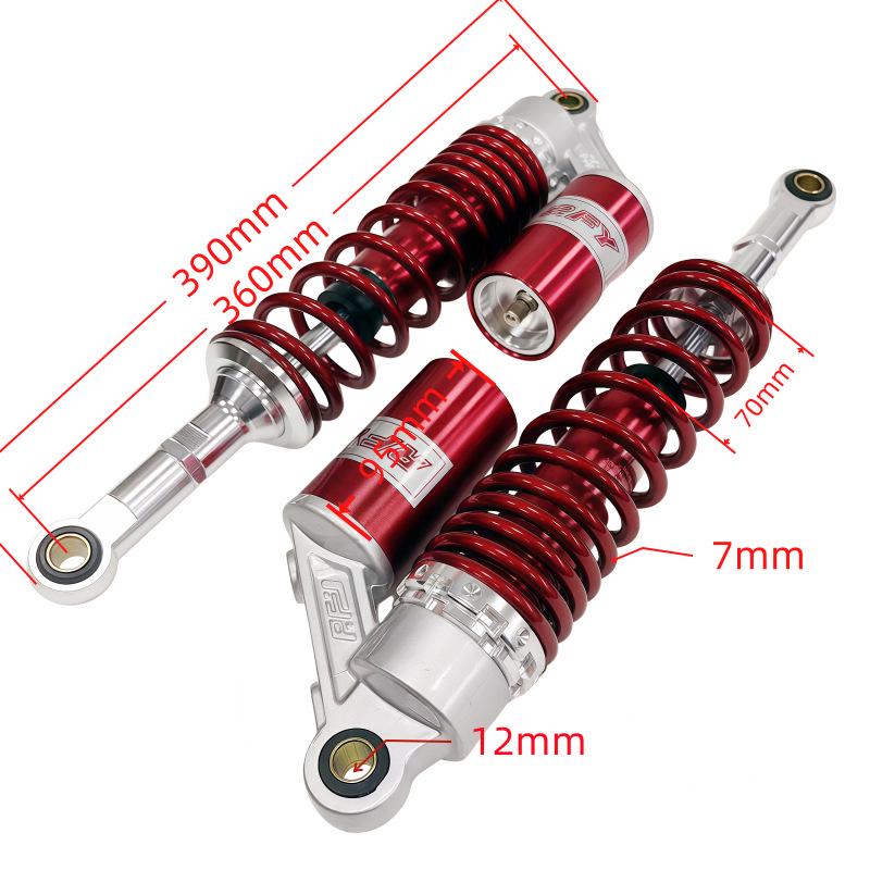 RFY360 Electric Motorcycle Shock Absorber with Adjustable Air Bag for Tricycles, ATVs, and Sportbikes. Black Gold 360mm Circular Head