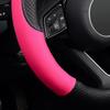 LABBYWAY Steering Wheel Cover, Universal Fit 15 Inch Microfiber Leather Car Wheel Protector, Anti-Slip, Pink
