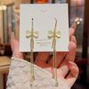 925 Silver Needle Tassel Pearl Earrings: High-End Celebrity Design for Women