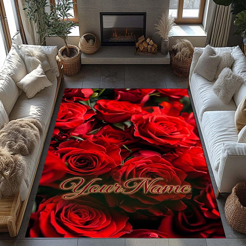 Rose Personalized Name Area Rug Suitable for Living Rooms Dormitory Bedrooms Decorate Room Anti-slip Rug Office Home Decor