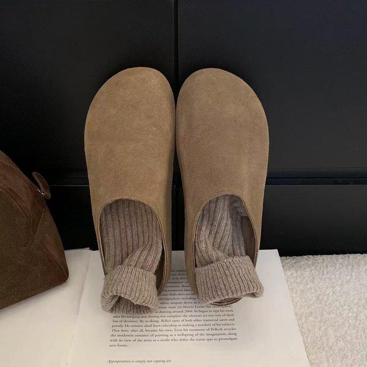 Soft leather version~ inner heightening platform Boken shoes for women's outer wear 2025 spring and summer new Mori retro baotou half slippers