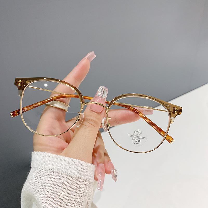 Fashionable Circular Prescription Eyeglasses Ladies Latest Blue Light Blocking Optical Spectacle Glasses Men Ladies Half Spectacle Frame Frame