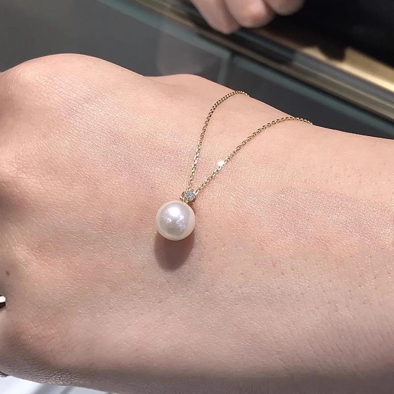 2023 Women's Elegant Round Pearl Necklace in Gold-Plated S925 Silver – Versatile & Light Luxury