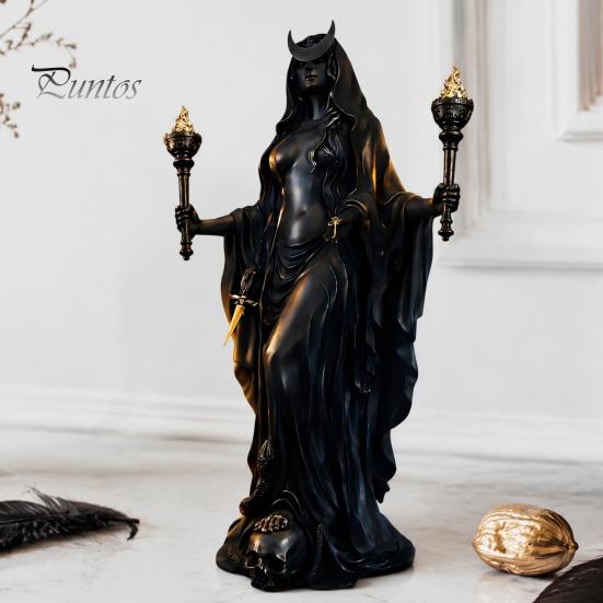 Mythologie Sammlerstücke zum Ausstellen Hekate Griechische Göttin Statue mit Magischen Hunden, Fantasy Thema Geschenk Liebhaber Harz Skulptur, Mythologisch